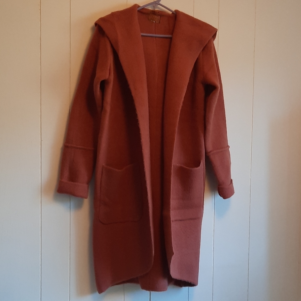 POL ladies medium rust open front cardigan
